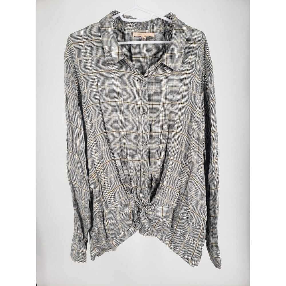 Gibson Latimer XL Gray Plaid Windowpane Check Long Sleeve Button Down